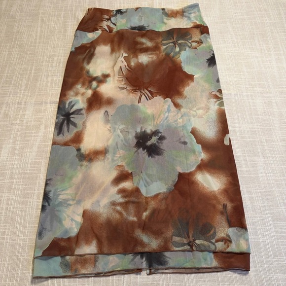 Free People Dresses & Skirts - Free People Brown Floral Mesh Midi Skirt Watercolor Double Layer OB2229064 L